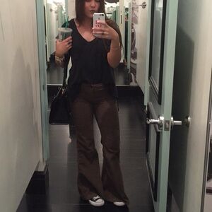 Dark green corduroy free people flare pants